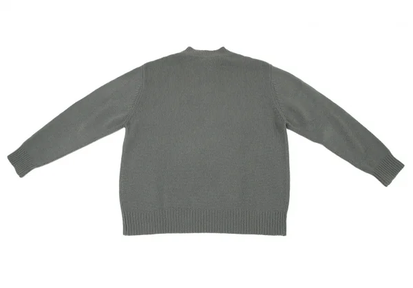 パパスPapas ウールハーフジップニットセーター グレーL (K-95534)
