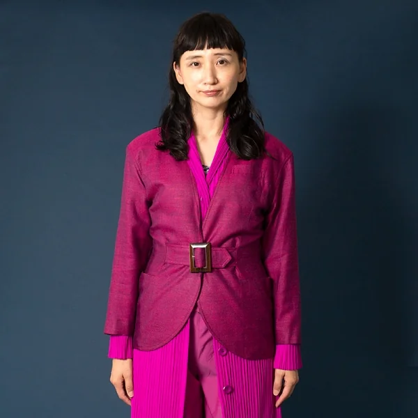 クリスチャンディオールChristian Dior ベルテッドノーカラージャケット ピンクM K-95552_016