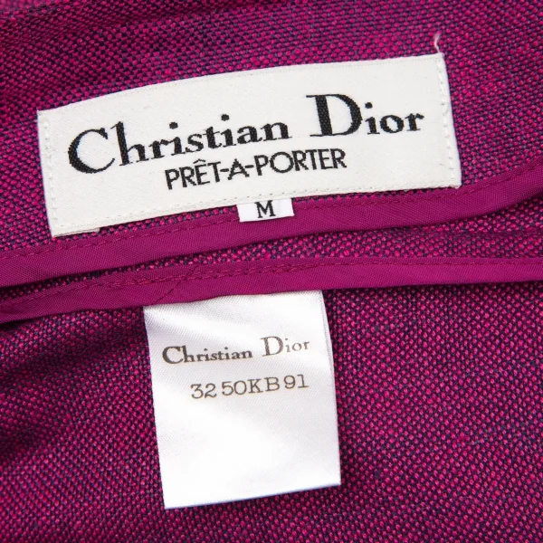 クリスチャンディオールChristian Dior ベルテッドノーカラージャケット ピンクM K-95552_018