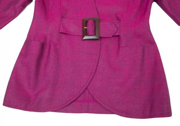 クリスチャンディオールChristian Dior ベルテッドノーカラージャケット ピンクM K-95552_008