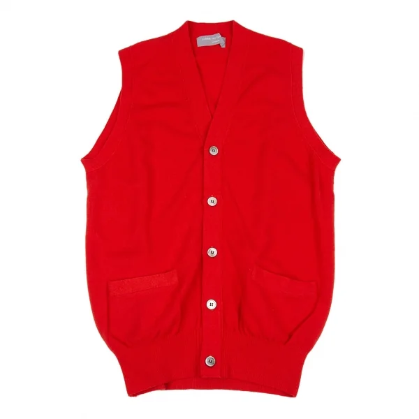 コムデギャルソン オムCOMME des GARCONS HOMME ウールナイロンニットカーディガンベスト 赤M位 K-95590_001
