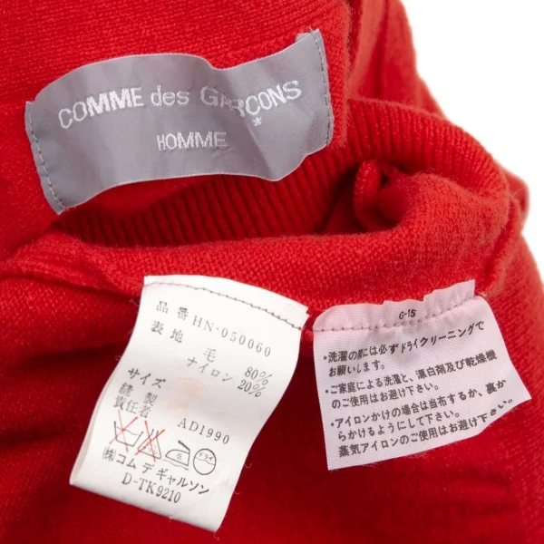 コムデギャルソン オムCOMME des GARCONS HOMME ウールナイロンニットカーディガンベスト 赤M位 K-95590_011