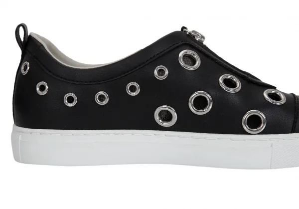 アルマーニジーンズARMANI JEANS レザーアイレットデザインスニーカー 黒38(24位) K-95627_011