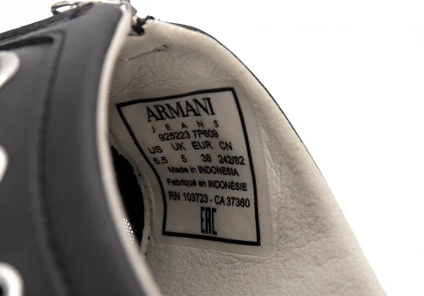アルマーニジーンズARMANI JEANS レザーアイレットデザインスニーカー 黒38(24位) K-95627_014