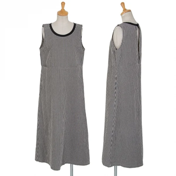 ワイズフォーリビングY's for living リップルストライプノースリーブワンピース グレー黒M位 K-95637_001