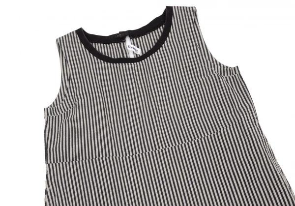 ワイズフォーリビングY's for living リップルストライプノースリーブワンピース グレー黒M位 K-95637_003