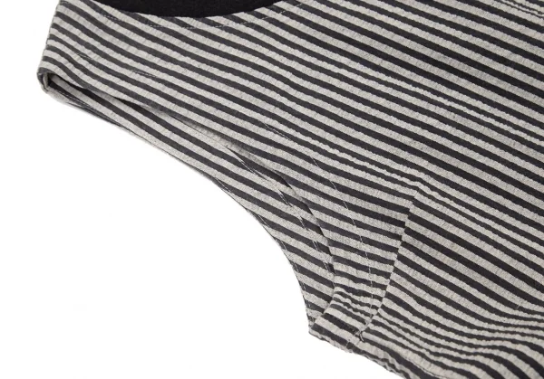 ワイズフォーリビングY's for living リップルストライプノースリーブワンピース グレー黒M位 K-95637_005