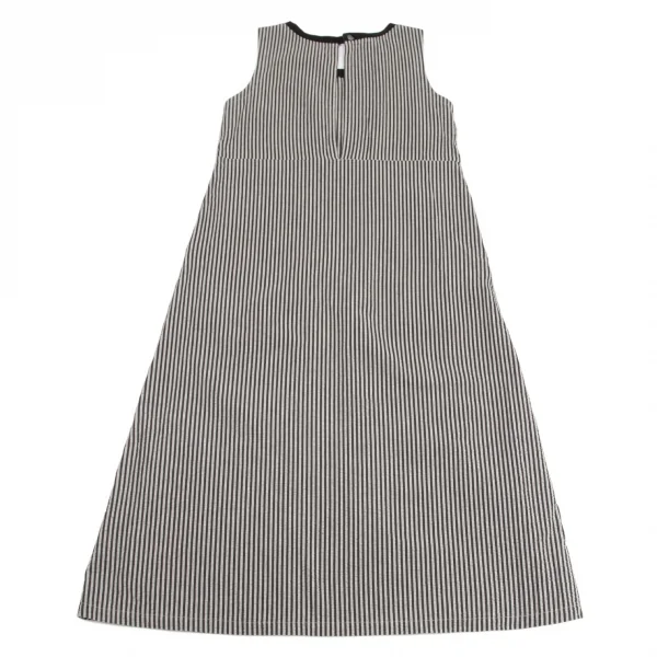 ワイズフォーリビングY's for living リップルストライプノースリーブワンピース グレー黒M位 K-95637_009