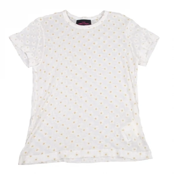 トリコ コムデギャルソン トリコスペシャルtricot COMME des GARCONStricot Special パイル小花柄切替Tシャツ 白M K-95642_001