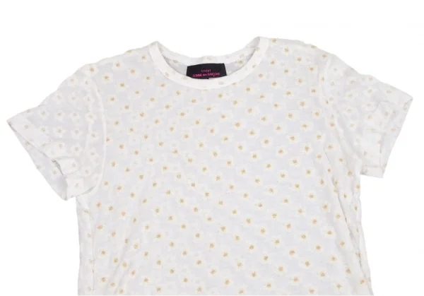 トリコ コムデギャルソン トリコスペシャルtricot COMME des GARCONStricot Special パイル小花柄切替Tシャツ 白M K-95642_002