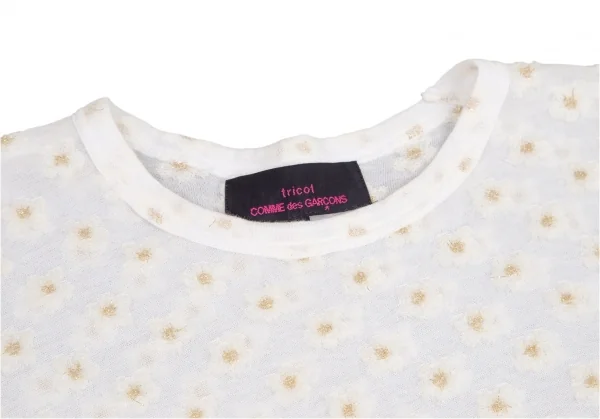 トリコ コムデギャルソン トリコスペシャルtricot COMME des GARCONStricot Special パイル小花柄切替Tシャツ 白M K-95642_003