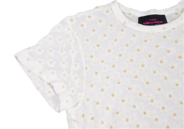 トリコ コムデギャルソン トリコスペシャルtricot COMME des GARCONStricot Special パイル小花柄切替Tシャツ 白M K-95642_004