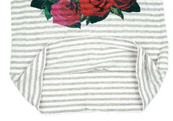 トリコ コムデギャルソン トリコスペシャルtricot COMME des GARCONS tricot pecial ローズプリントボーダーTシャツ オフグレーS K-95643_008