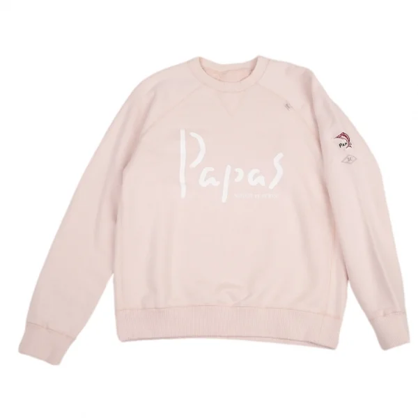 パパスPapas ロゴプリントラグランスウェット ライトピンク46S K-95650_001