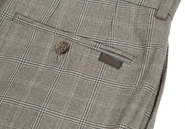 パパスPapas カシミヤ混グレンチェックウールパンツ モカ茶48M K-95666_012