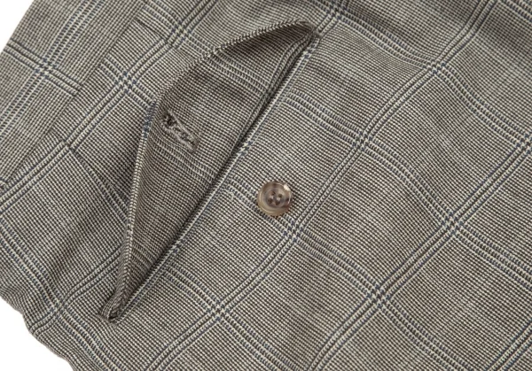 パパスPapas カシミヤ混グレンチェックウールパンツ モカ茶48M K-95666_013