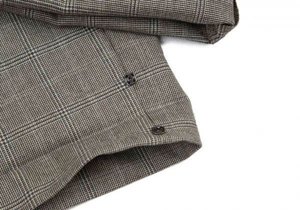 パパスPapas カシミヤ混グレンチェックウールパンツ モカ茶48M K-95666_009