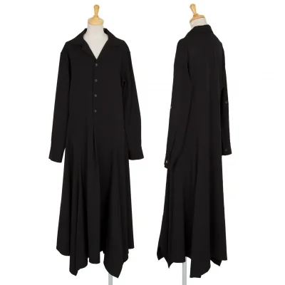 ヨウジヤマモト ノアールYohji Yamamoto NOIR ウールギャバフレアシルエットプルオーバーシャツワンピース