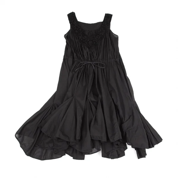 ズッカzucca 製品染めデコルテコサージュ装飾ノースリーブフレアワンピース 黒M K-95683_002