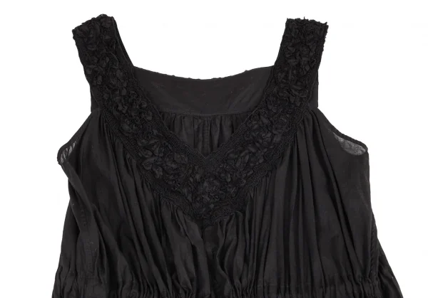 ズッカzucca 製品染めデコルテコサージュ装飾ノースリーブフレアワンピース 黒M K-95683_003