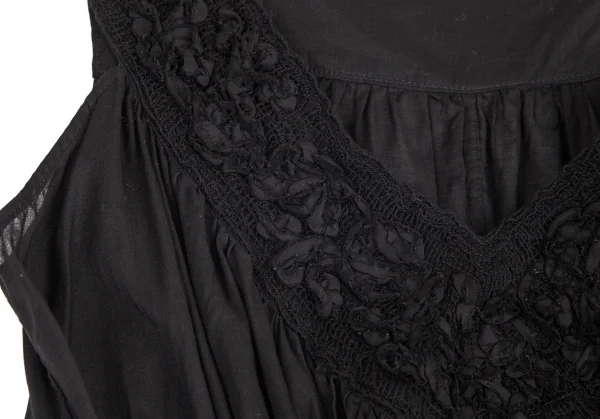 ズッカzucca 製品染めデコルテコサージュ装飾ノースリーブフレアワンピース 黒M K-95683_004