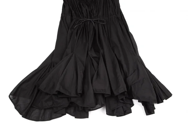 ズッカzucca 製品染めデコルテコサージュ装飾ノースリーブフレアワンピース 黒M K-95683_005