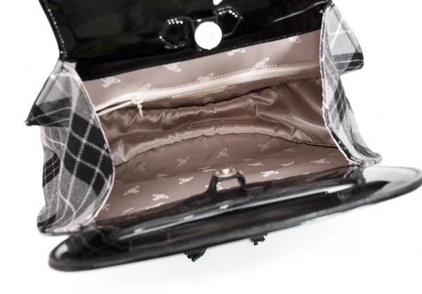 ヴィヴィアンウエストウッドVivienne Westwood タータンチェックハンドバッグ 黒グレー K-95701_010