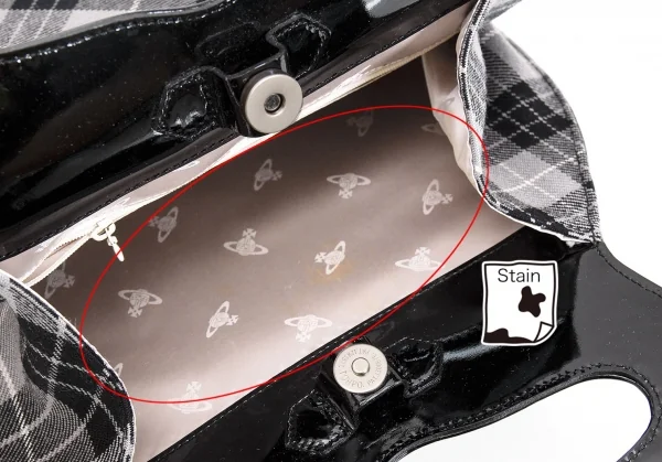 ヴィヴィアンウエストウッドVivienne Westwood タータンチェックハンドバッグ 黒グレー K-95701_011