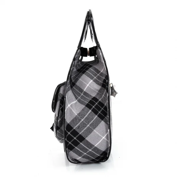 ヴィヴィアンウエストウッドVivienne Westwood タータンチェックハンドバッグ 黒グレー K-95701_003