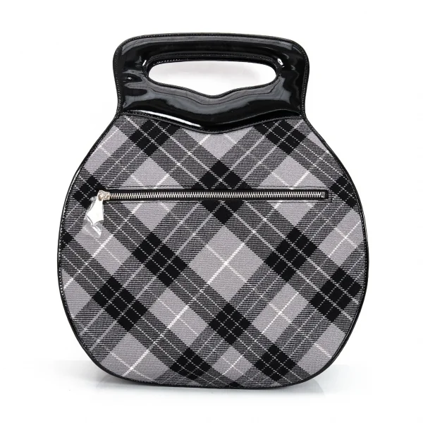 ヴィヴィアンウエストウッドVivienne Westwood タータンチェックハンドバッグ 黒グレー K-95701_004