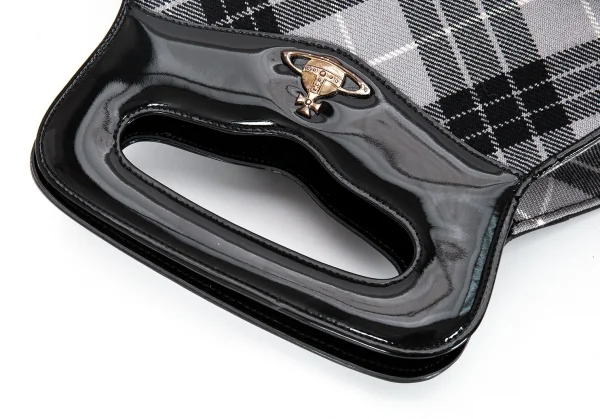 ヴィヴィアンウエストウッドVivienne Westwood タータンチェックハンドバッグ 黒グレー K-95701_008