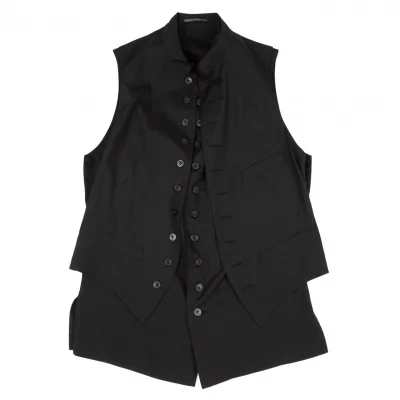 ヨウジヤマモト プールオムYohji Yamamoto POUR HOMME コットンレイヤードデザインスタンドカラージレベスト