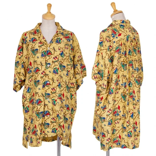 ハイスポーティングギア ミヤケデザインスタジオHAI SPORTING GEAR MIYAKE DESIGN STUDIO 帆船プリントアロハシャツ 黄M K-95741_001