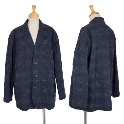 ハイスポーティングギア ミヤケデザインスタジオHAI SPORTING GEAR MIYAKE DESIGN STUDIO 刺し子チェックジャケット 紺