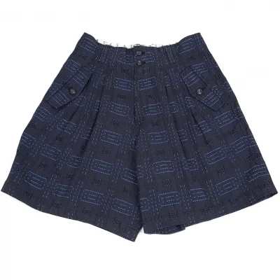 ハイスポーティングギア ミヤケデザインスタジオHAI SPORTING GEAR MIYAKE DESIGN STUDIO 刺し子チェックハーフパンツ 紺