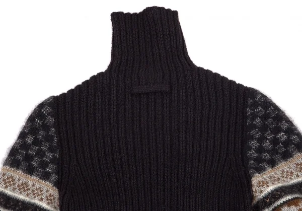ジャンポールゴルチエ クラシックJean Paul GAULTIER CLASSIQUE 袖柄切替ハイネックリブニット 黒他40 K-95783_012