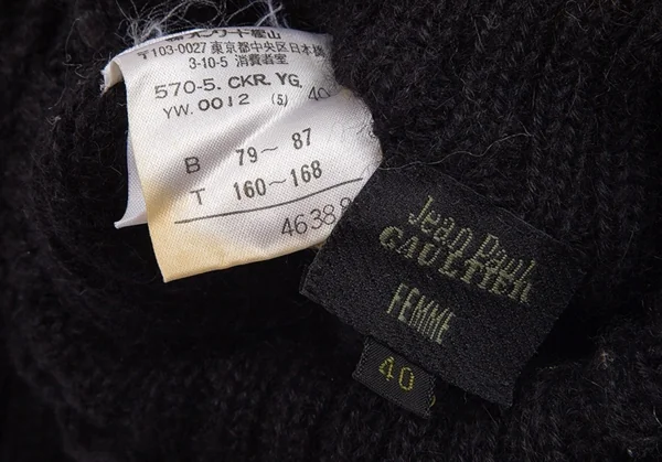 ジャンポールゴルチエ クラシックJean Paul GAULTIER CLASSIQUE 袖柄切替ハイネックリブニット 黒他40 K-95783_014
