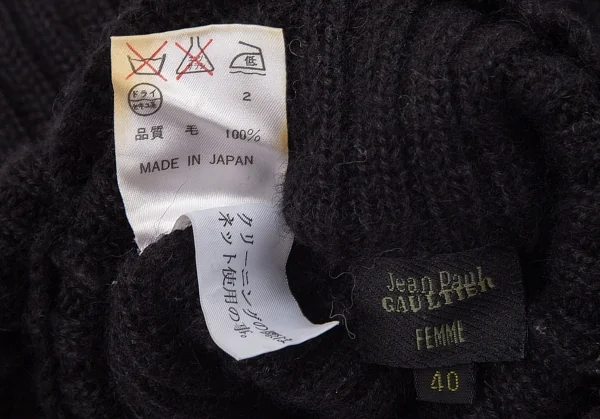 ジャンポールゴルチエ クラシックJean Paul GAULTIER CLASSIQUE 袖柄切替ハイネックリブニット 黒他40 K-95783_015