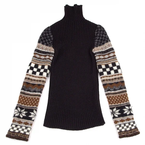ジャンポールゴルチエ クラシックJean Paul GAULTIER CLASSIQUE 袖柄切替ハイネックリブニット 黒他40 K-95783_002