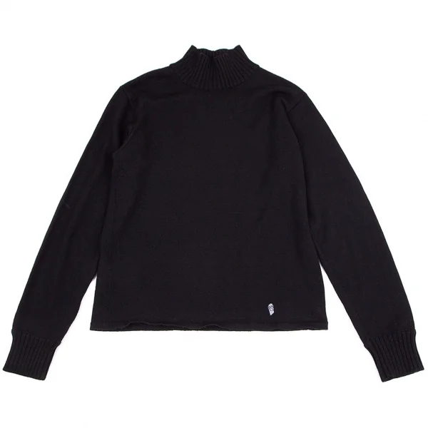 ジャンポールゴルチエ クラシックJean Paul GAULTIER CLASSIQUE 裾ワンポイントハイネック切替ニット 黒48 K-95784_001