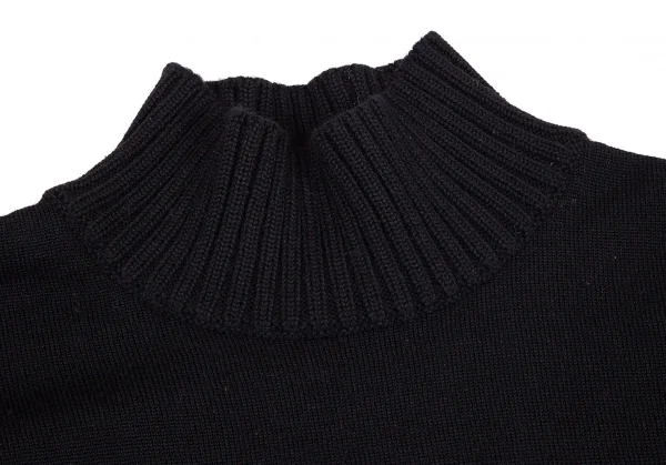 ジャンポールゴルチエ クラシックJean Paul GAULTIER CLASSIQUE 裾ワンポイントハイネック切替ニット 黒48 K-95784_005