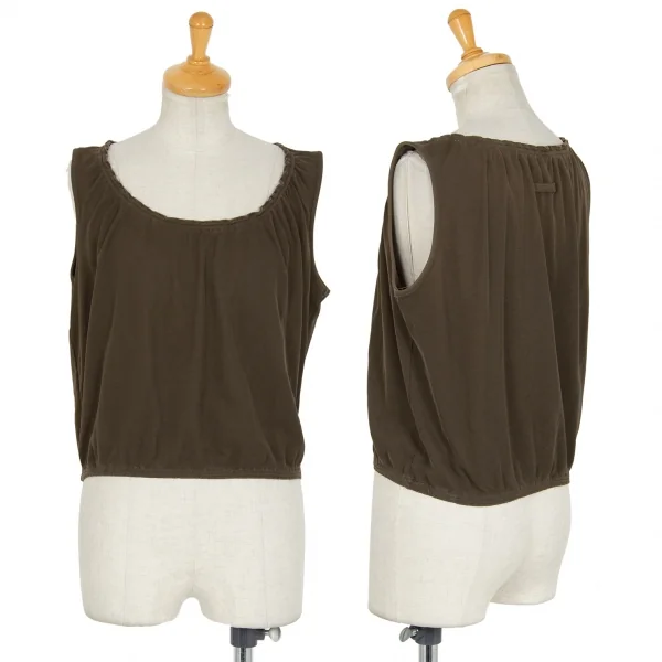 ジャンポールゴルチエ ファムJean Paul GAULTIER FEMME コットンギャザーノースリーブトップス 茶40 K-95788_001