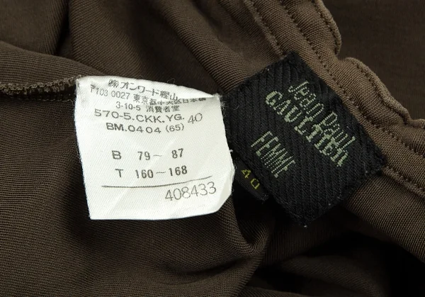 ジャンポールゴルチエ ファムJean Paul GAULTIER FEMME コットンギャザーノースリーブトップス 茶40 K-95788_014