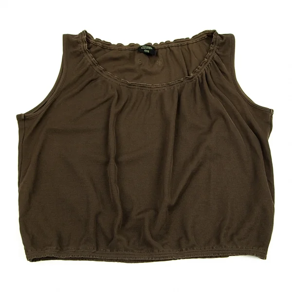 ジャンポールゴルチエ ファムJean Paul GAULTIER FEMME コットンギャザーノースリーブトップス 茶40 K-95788_002