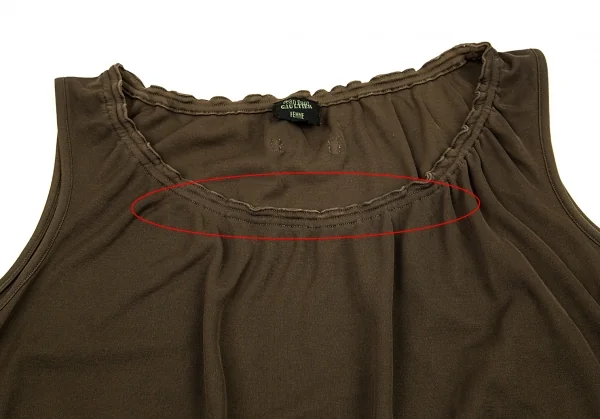 ジャンポールゴルチエ ファムJean Paul GAULTIER FEMME コットンギャザーノースリーブトップス 茶40 K-95788_003