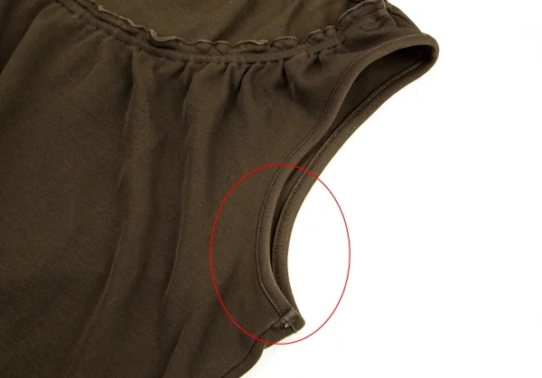 ジャンポールゴルチエ ファムJean Paul GAULTIER FEMME コットンギャザーノースリーブトップス 茶40 K-95788_007