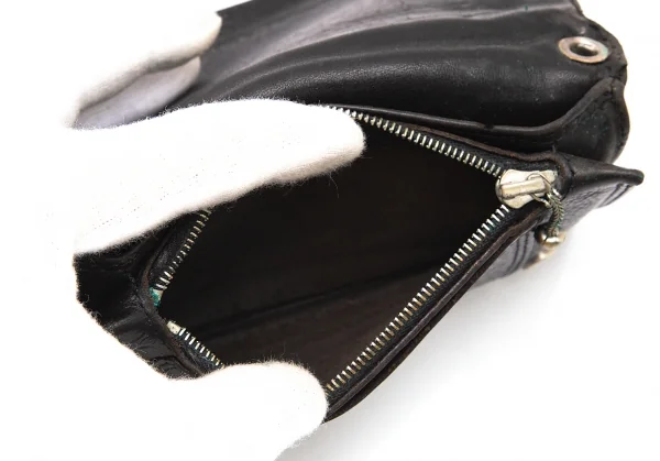 クロムハーツCHROME HEARTS ケルティックドッグボタンレザーウォレット 黒 K-95803_011
