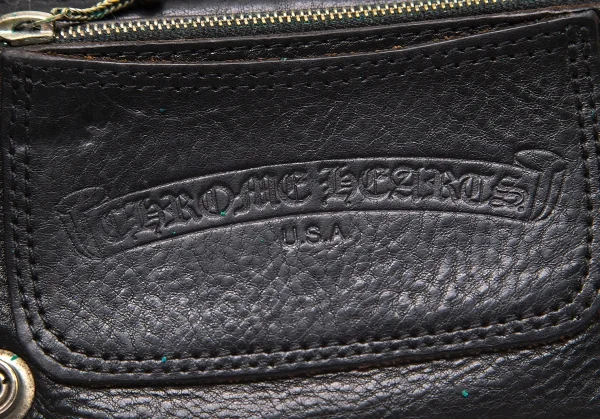 クロムハーツCHROME HEARTS ケルティックドッグボタンレザーウォレット 黒 K-95803_012