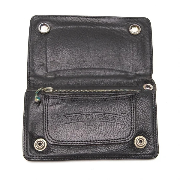 クロムハーツCHROME HEARTS ケルティックドッグボタンレザーウォレット 黒 K-95803_007