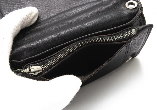 クロムハーツCHROME HEARTS ケルティックドッグボタンレザーウォレット 黒 K-95803_009
